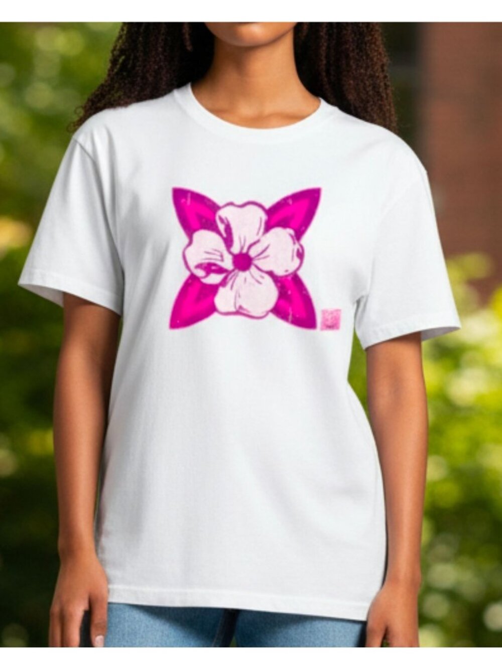 Disney Womens White T-Shirt With Pink Floral Graphic 100% Cotton Casual Crew Nec